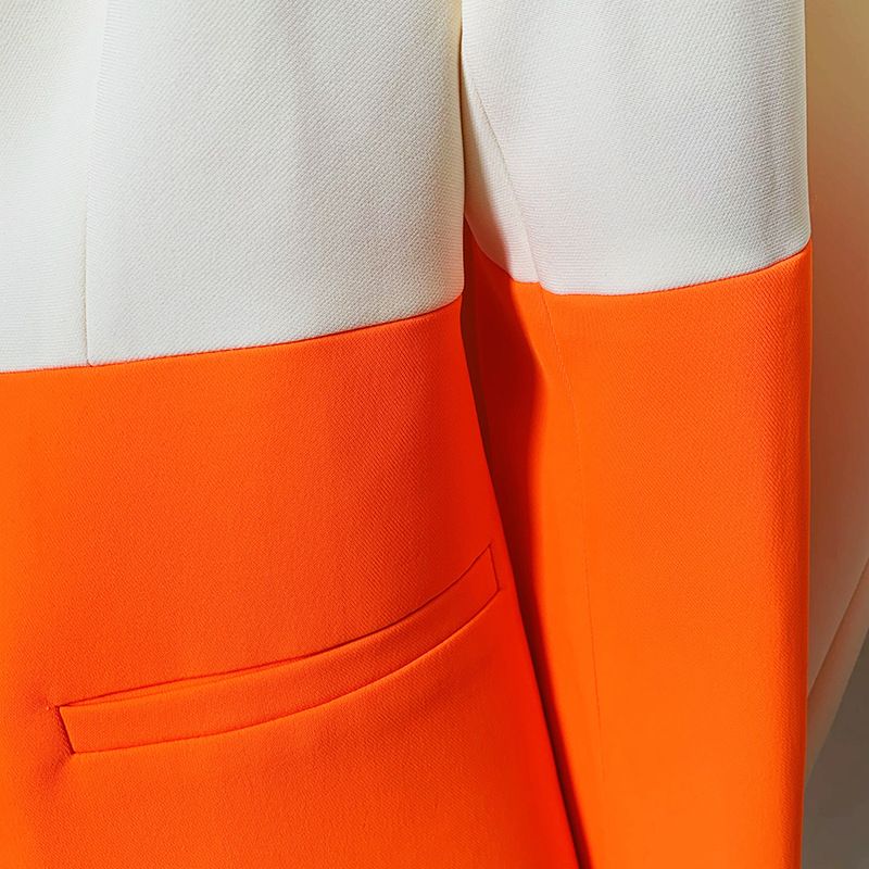 Conjunto de dos piezas GraceChic 2025: Traje de un botón con bloques de color y pantalón acampanado, estilo moda de celebridades europeas y americanas._voghion.com