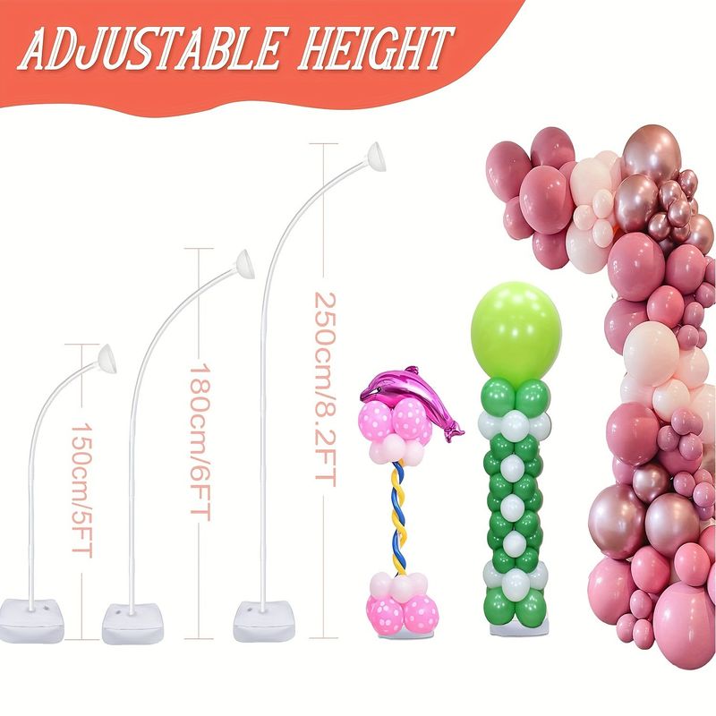 Archi per matrimoni 1,8 m + 2,2 m Supporto per arco per palloncini Altezza regolabile Colonna per palloncini Decorazione per feste di compleanno per matrimoni_voghion.com