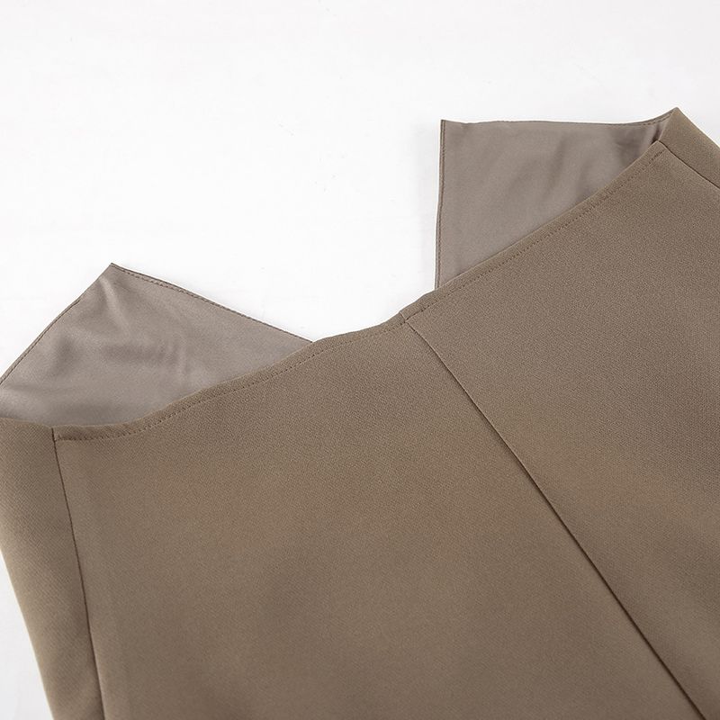 Damenbekleidung Lässiger Khaki-Mode-Temperament Ärmellose Weste Hosenanzug Frühling und Sommer All Match Hohe Taille Zweiteiliger Anzug für Frauen_voghion.com