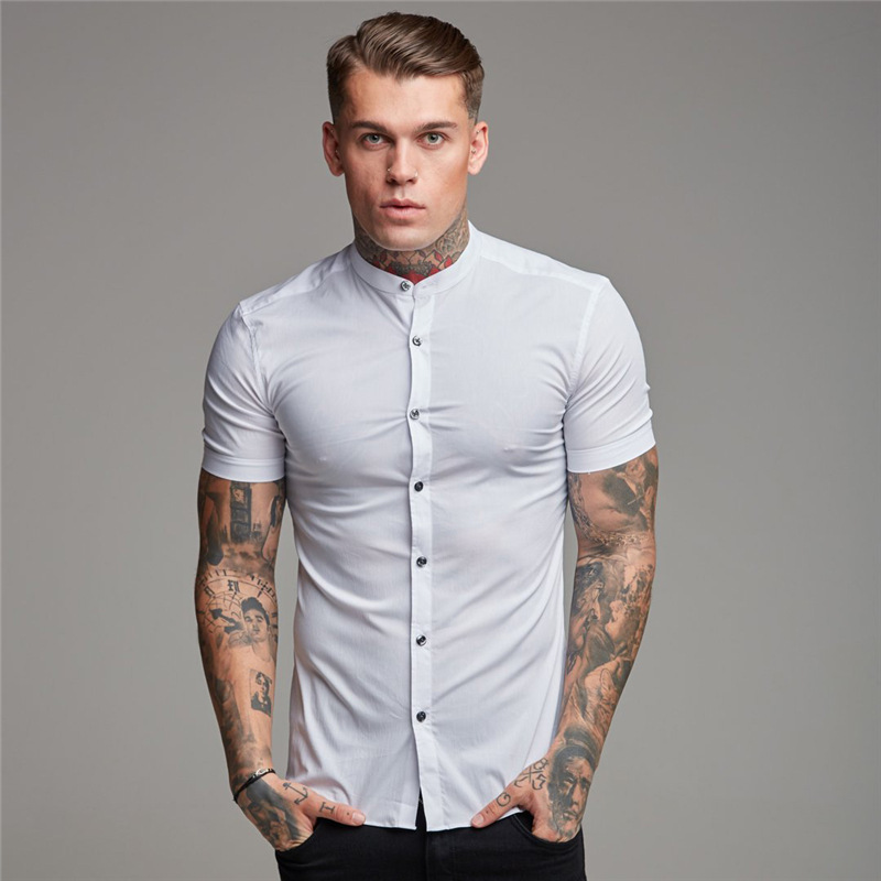 Camicia a maniche corte per sport fitness T-shirt da allenamento per corsa da uomo Camicia con fondo elasticizzato slim fit ad asciugatura rapida_voghion.com