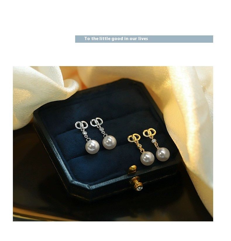 Tiqi S Reines Silber Französisch Licht Luxus Shi Jia Perle Ohrringe, Nische High-End-Gefühl, Doppel Ring Quaste Ohrringe Für_voghion.com