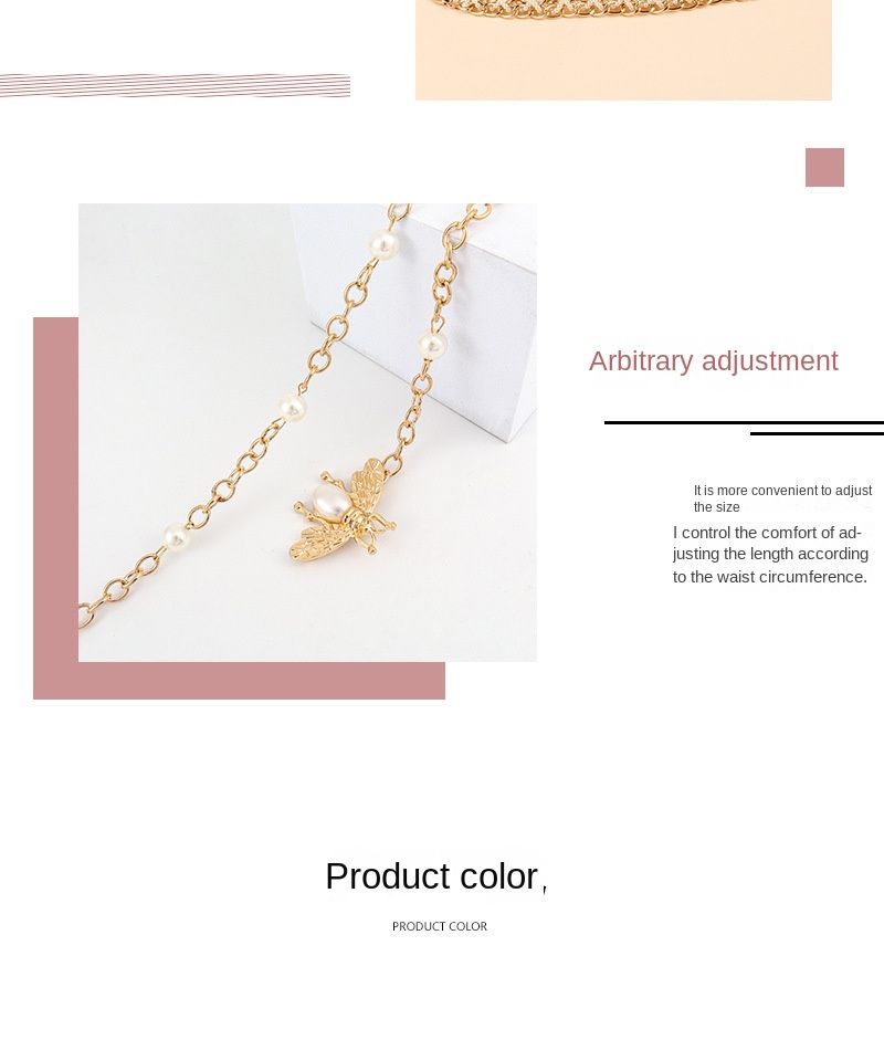 HEIßER Metallperle Dekoratives Hemd zum Binden, handgefertigt, gewebte Kette, Blumenmuschel, personalisierter goldener Damengürtel_voghion.com