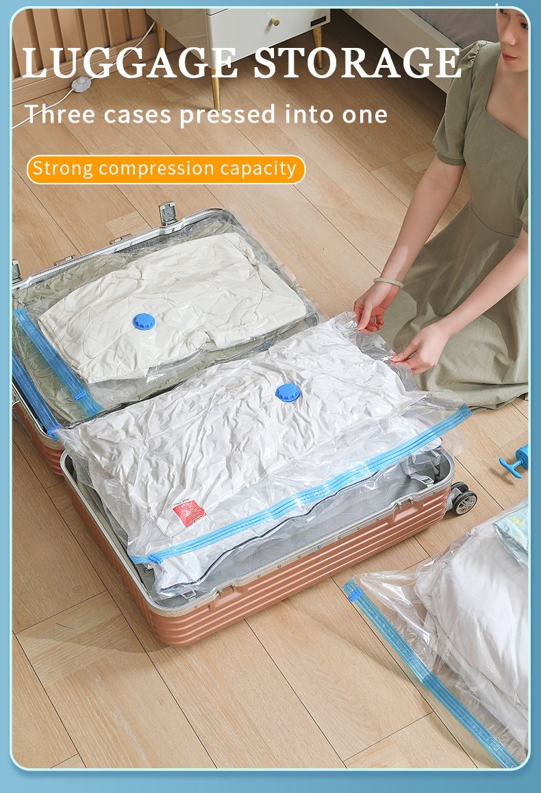 Sacchetti sottovuoto Sure per vestiti e biancheria da letto - Sacchetti di compressione trasparenti extra spessi con pompa manuale, organizer salvaspazio per guardaroba stagionale_voghion.com