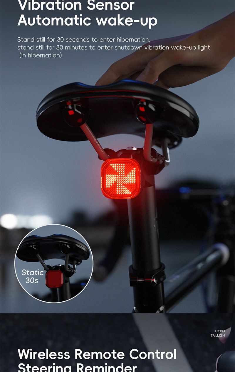 CYCLAMI Intelligent Expression Rücklicht 184 Led Bremsen Sensor Fahrrad Rücklicht Drahtlose Fernbedienung Team Fahrrad Tai_voghion.com