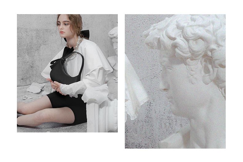 Moon Black Gold Handheld Single Texture Bow Vielseitiges und einzigartiges Design Neue Umhängetasche für den Sommer_voghion.com