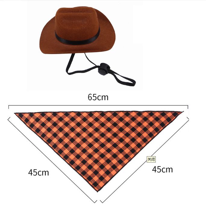 Nouvel ensemble d'écharpe triangulaire, accessoires pour animaux de compagnie, chapeau de cowboy occidental pour chat et chien_voghion.com