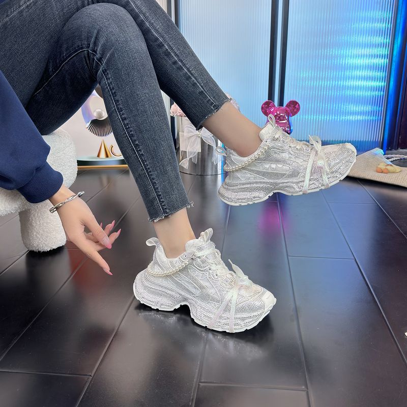 Sneakers da donna alla moda con strass di cristallo, tomaia in mesh traspirante, scarpe leggere con plateau per l'estate, scarpe casual da passeggio_voghion.com