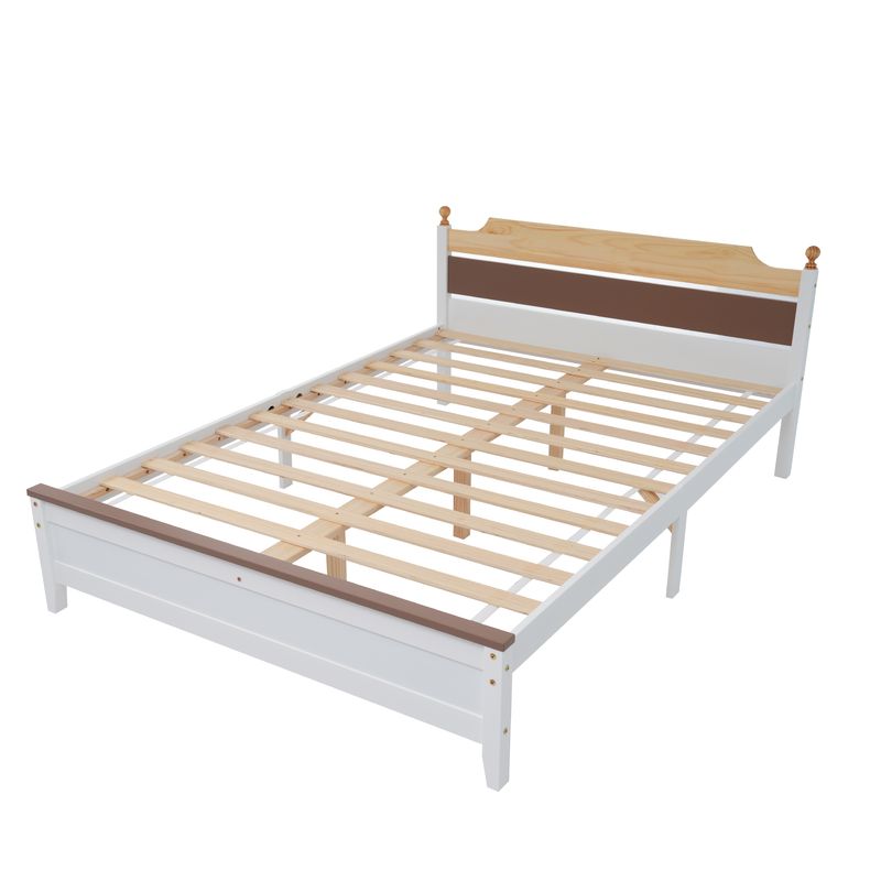 Doppelbett 140x200cm, Kiefernholz, Kopf- Und Fußteil, Colour-Blocking, Bianco_voghion.com