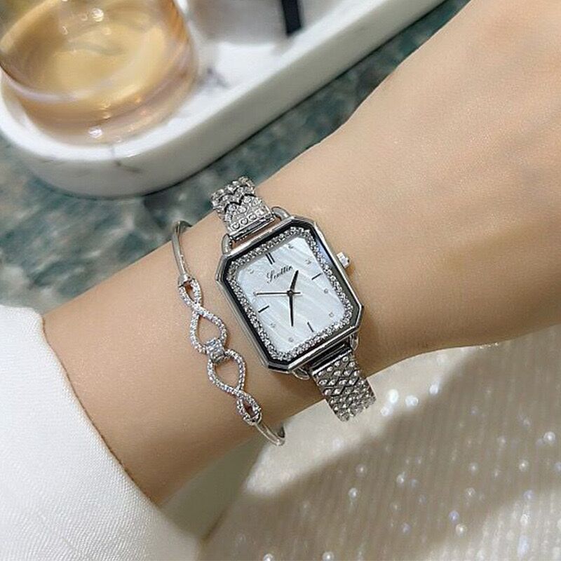 Il nuovo orologio con bracciale quadrato di Shigaodi con quadrante Beimu e cinturino intarsiato con diamanti - Trasmissione in diretta_voghion.com