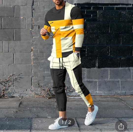 2022 New hoodie for casual round neck 3D digital printing two-piece men's set_voghion.com