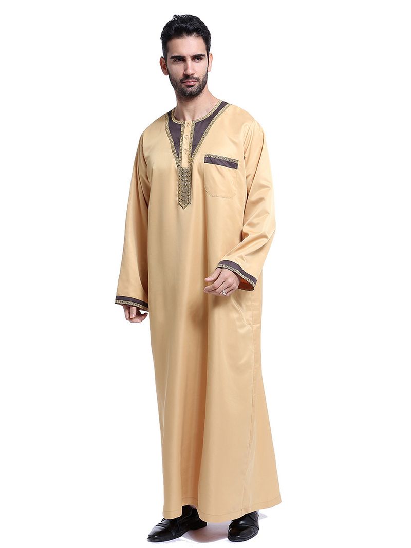 Ropa de hombre Túnicas de hombre caftán musulmán de moda bordada_voghion.com