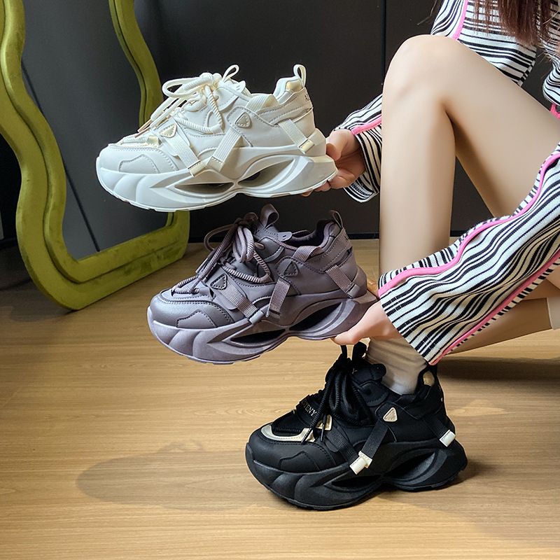 i Dad Shoes Female Student Sports Running Shoes Casual Shoes Platform Height Increase_voghion.com