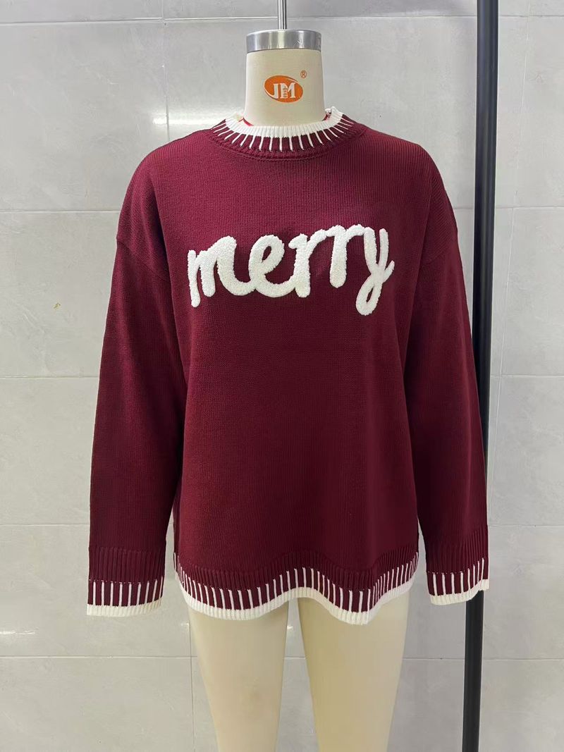 Streetwise Weihnachtsstrick – Oversized-Pullover mit 3D-Grafik für rebellische Festtagsstimmung (S/M/L, Festliche Rot- und Dunkelgrüntöne)_voghion.com