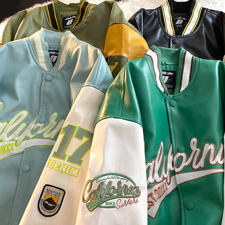 Retro črka vezenje jakna ženske Y2K pomlad ulica hip-hop baseball uniforma par priložnostna bomber jakna usnje_voghion.com