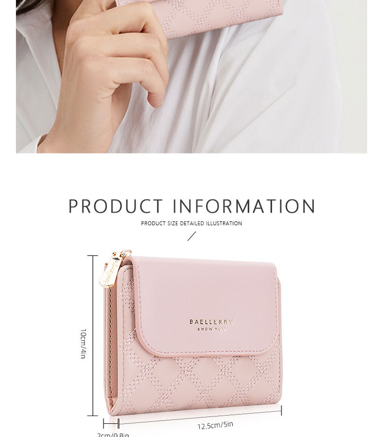 Neu Frauen kurze brieftasche Baellerry gesteppte multi-karte slot zipper geldbörse mode karte halter_voghion.com