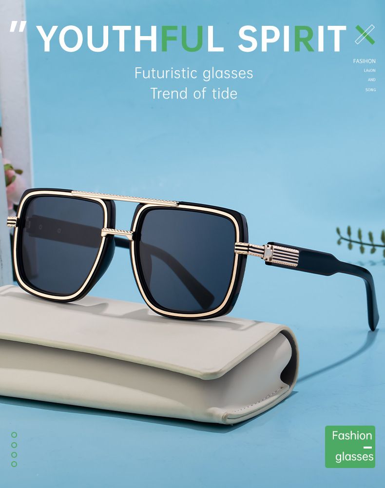 Occhiali da sole da uomo con montatura quadrata grande, occhiali da sole da uomo con protezione solare di alta qualità_voghion.com