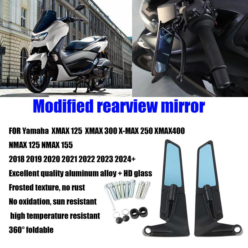 Yamaha XMAX125 XMAX300 XMAX250 XMAX400 NMAX125 NMAX155 Motosiklet Ayna Rüzgarı Kanat tarafı Dikiz Aynası Geri vites aynası geri vites_voghion.com
