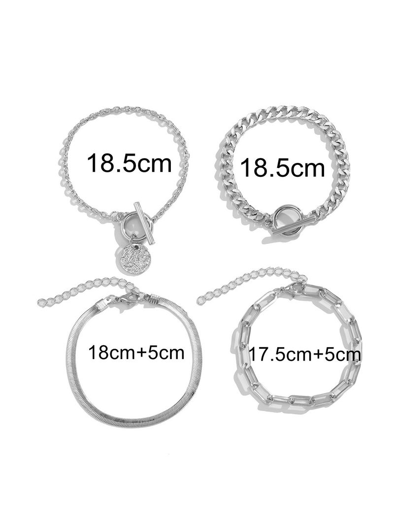 Pulseira com pingente de liga metálica da moda, fecho de corrente de cobra, conjunto de acessórios de mão empilháveis simples e versáteis_voghion.com