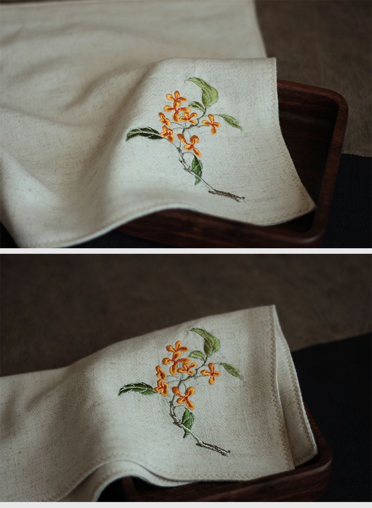 Fazzoletto antico cinese da donna, sciarpa quadrata assorbente con ricamo dolce di osmanto, in cotone morbido_voghion.com