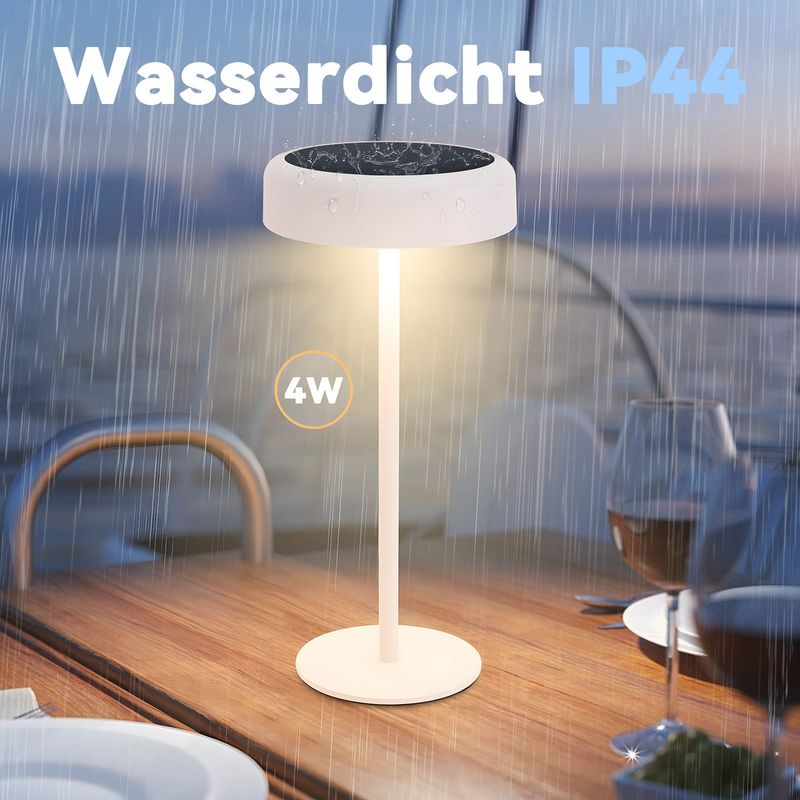 Glitzerlife Tischlampe Solar Akku Nachttischlampe - Modern Led Kabellos Tischleuchte 3600mhA Aufladbar Touch Dimmbar Weiß Lampe Mit USB Batterie Solarlampen_voghion.com