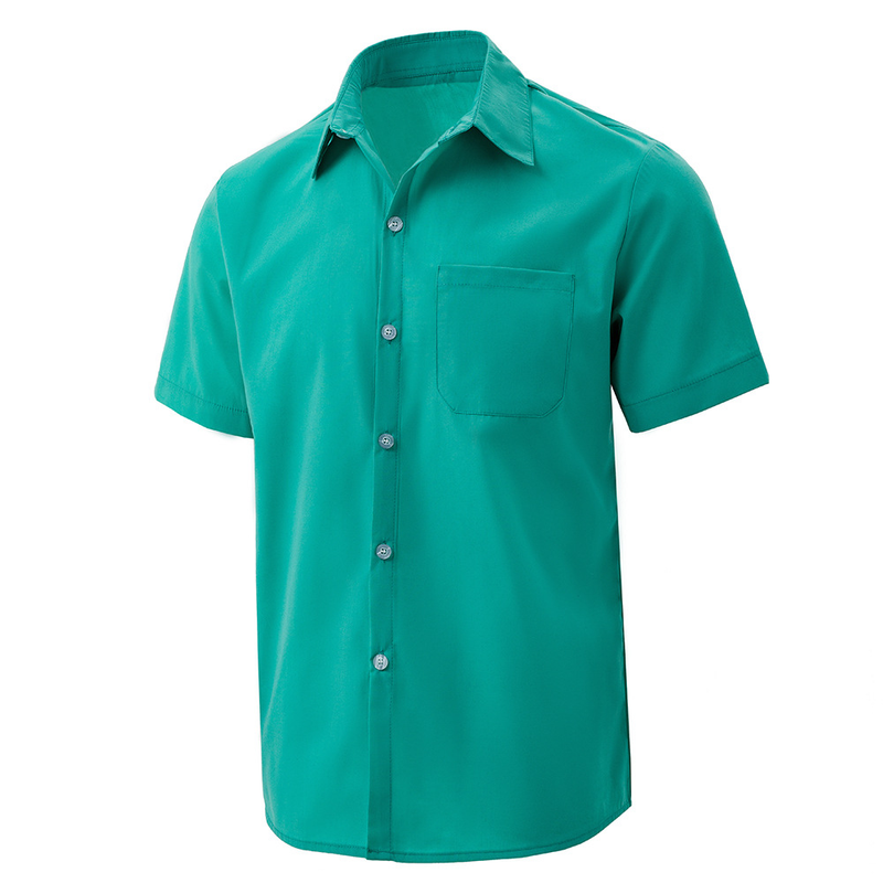 Camicia estiva da uomo a maniche corte in misto cotone e lino, stile tinta unita, trendy e alla moda_voghion.com