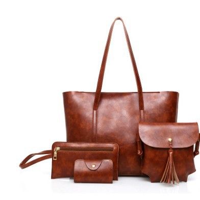 2023 Neue Mode Damen Ölwachs Leder Mutter-Tochter Vierteiliges Set Handtasche Schulter Umhängetasche_voghion.com