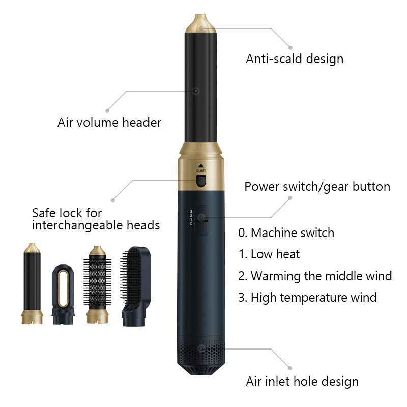 5-in-1 Hot Air Brush Dual-use Hair Dryer High-speed Automatic Curling Iron_voghion.com
