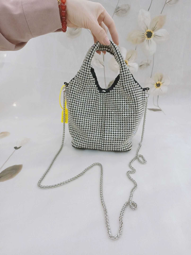 Damentasche, modische, hochwertige Diamantkette mit Strass, tragbarer Messenger für den Abend_voghion.com