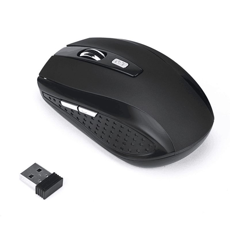 Ratón óptico inalámbrico de 6 botones – Ratón ergonómico de 2,4 GHz para portátil, 1200 DPI ajustables, clics silenciosos, rueda de desplazamiento de 4 direcciones (negro/rojo/plateado/azul/rosa)_voghion.com