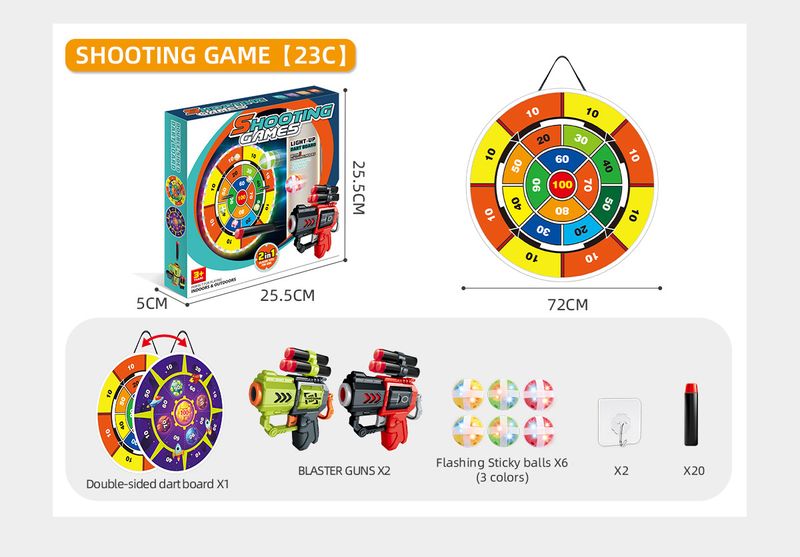 Children's Shooting Practice Round Target Sticky Ball Darts Dribbling Lights Versus Soft Shot Gun Play_voghion.com
