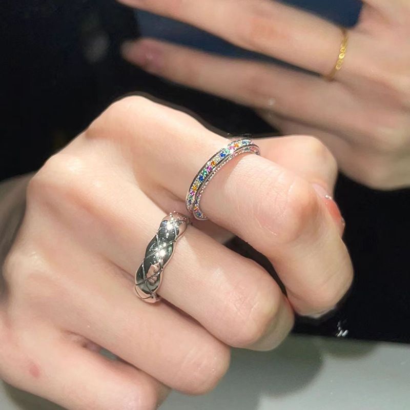 Regenbogenring für Frauen, Ins Nischendesign, High-End-Feeling, Zeigefingerring, Zirkonia offen verstellbar, Diamantreihe,_voghion.com