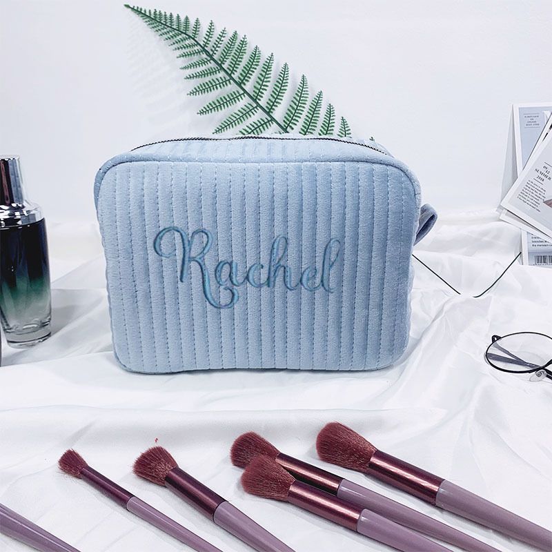 Make-up-Tools & Zubehör Gesteppte gestreifte Kosmetiktasche Flanell-Baumwolle Kosmetik-Aufbewahrungs-Clutch-Tasche Make-up-Zubehör-Aufbewahrungstasche_voghion.com