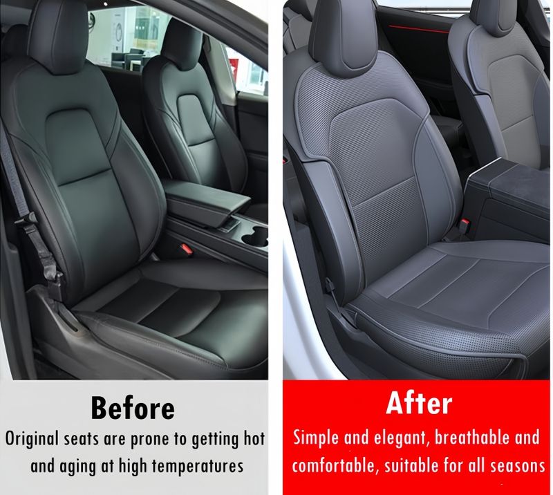 For Tesla Model Y Juniper 2025 2026 Semi-enclosed Covers Front Rear Car Seat Cushion Protector Pad Set All Seasons_voghion.com