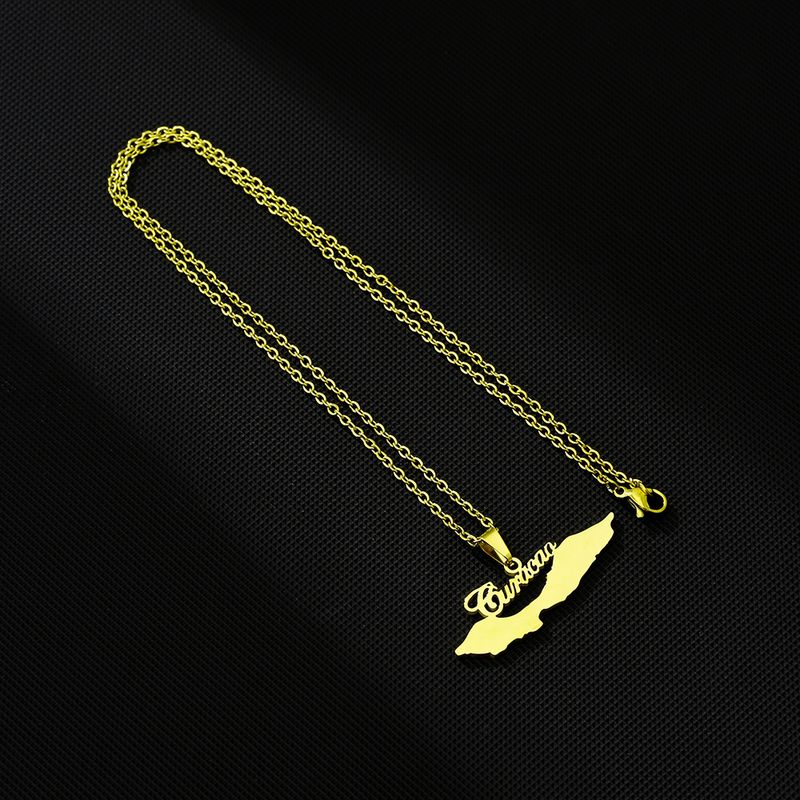 Hot Selling Letter Curacao Glaze Map Pendant Necklace Men's and Women's All-match Sweater Chain Sweater Accessories_voghion.com