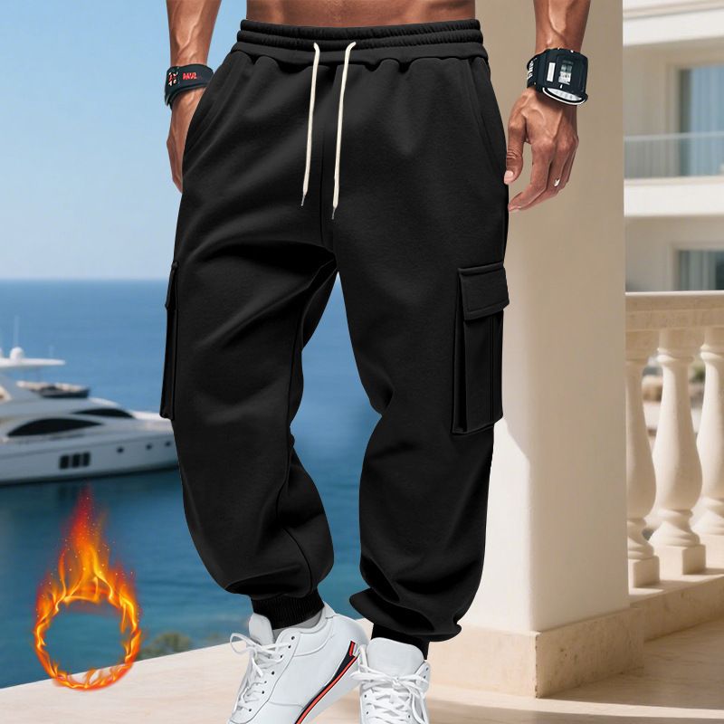 Pantaloni cargo da uomo foderati in pile - Jogger casual caldi invernali con tasche multiple, vestibilità ampia, vita elastica, comodi ed eleganti per l'uso quotidiano_voghion.com