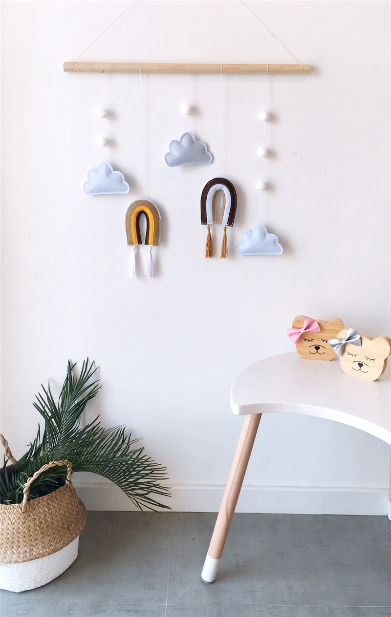 Children's Room Wooden Stick, Cloud, Felt, Raindrop Decoration Prop Pendant Photography_voghion.com