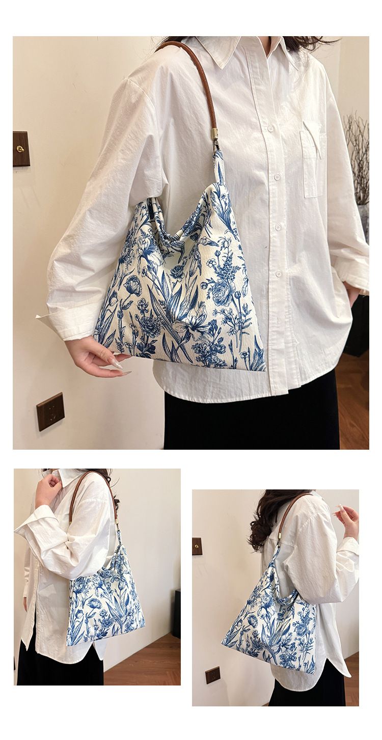 Damentaschen Freizeit Lazy Style Stickerei Zen Tragetasche Große Kapazität Leichte Pendler-Schulter-Umhängetasche Für Frauen_voghion.com