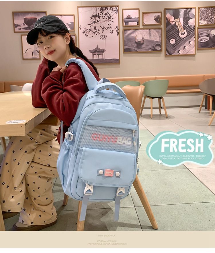 Zaini per bambini semplici e versatili, grande capacità, zaino alla moda in tinta unita, zaino in stile college per studenti delle scuole superiori_voghion.com