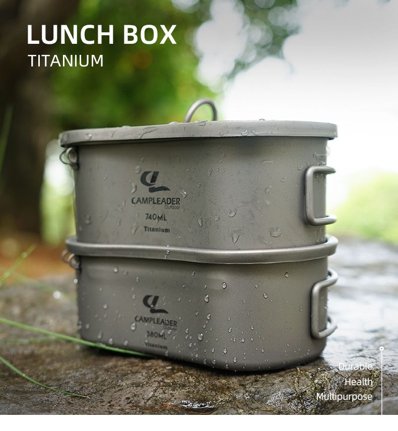 Ultraleichtes Camping-Kochgeschirr-Set aus Titan – Essgeschirr, Tasse und Topf mit faltbarem Griff für Rucksacktouren, Wandern und Kochen im Freien_voghion.com