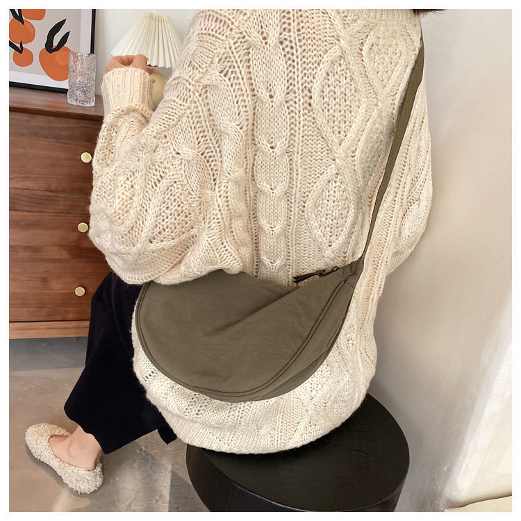 Borsa a tracolla da donna, borsa a tracolla diagonale, borsa a tracolla, borsa per senzatetto, borsa a forma di mezzaluna in nylon regolabile, perfetta per lo shopping, il lavoro, l'uso quotidiano, regali_voghion.com