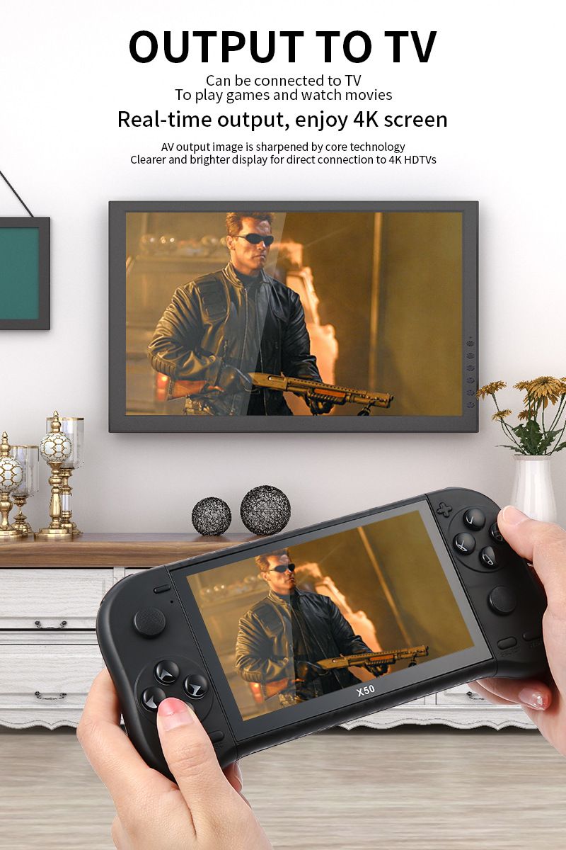 5.1 inch large screen high definition game console 8G memory retro PSP handheld arcade X50 double joystick handheld game console_voghion.com