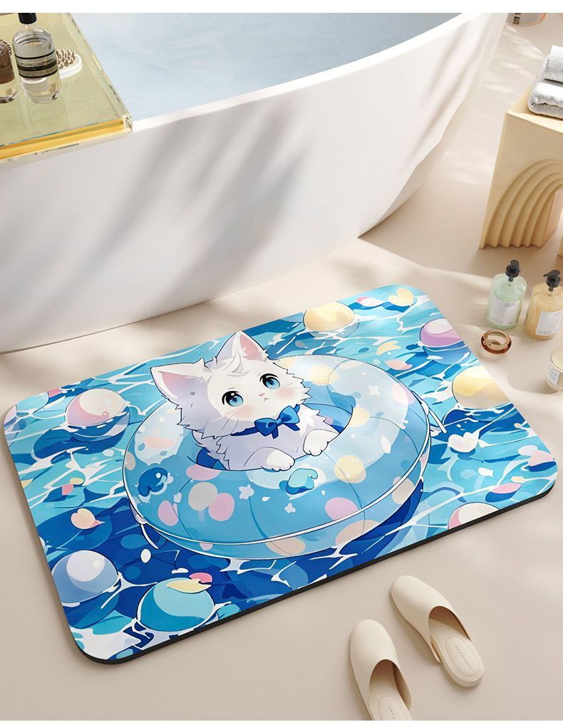 Tappetino antiscivolo per WC con motivo a cartoni animati, assorbente per il bagno, ad asciugatura rapida, per la porta del bagno_voghion.com