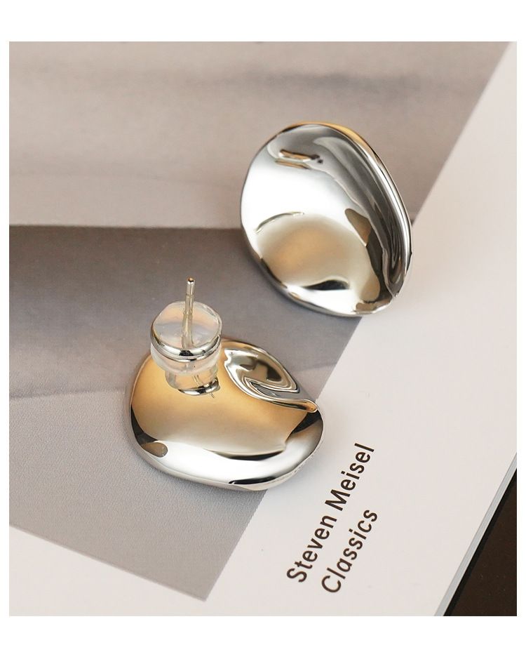 Design di nicchia francese orecchini rotondi lucidi pesanti orecchini femminili in stile freddo tendenza versione coreana minimalista_voghion.com