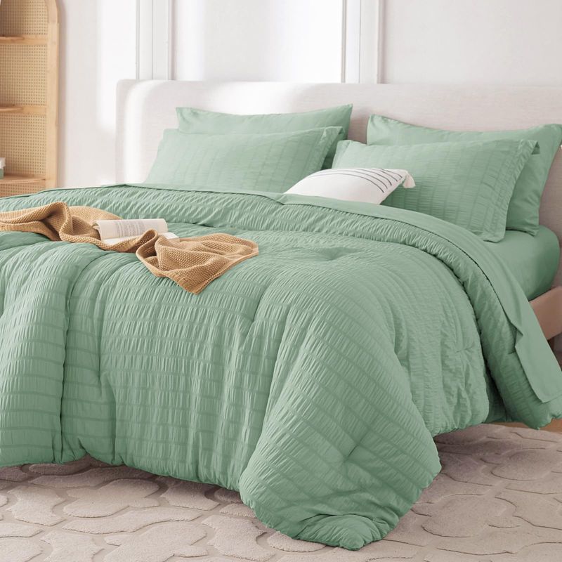 Steppdeckenset, schwarzes, atmungsaktives Seersucker-Bettdeckenset in Queen-Size-Größe, 3-teiliges Ganzjahres-Bettwäscheset als Daunenalternative_voghion.com