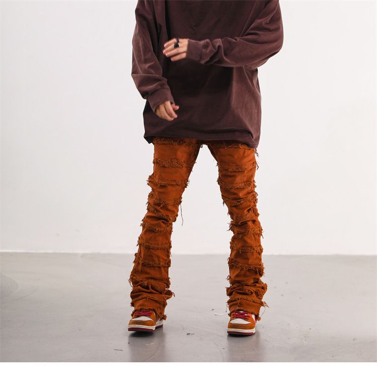 Młodzieżowe ubrania jeansy high street hip hop modne marki vintage wyszczuplające długie spodnie_voghion.com