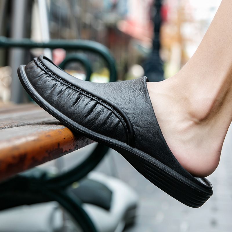 New Plus Size Sandals Summer Indoor And Outdoor Wear, Home Decor For Men, Fashionable Soft Soled Semi Slippers_voghion.com