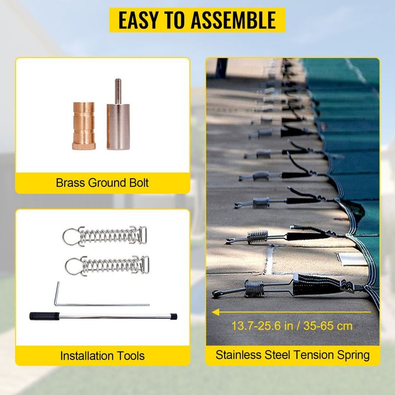 VEVOR Pool Safety Cover Fits 14x26ft Rectangle Inground Safety Pool Cover Green Mesh Solid Pool Safety Cover For Swimming Pool Winter Safety Cover_voghion.com