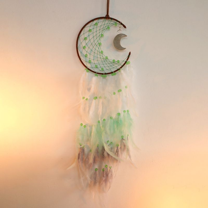 Kreativer Home Moonlight Traumfänger-Anhänger, einfacher handgemachter Traumfänger, Windspiel-Anhänger, Dekoration, DIY-Materialpaket_voghion.com