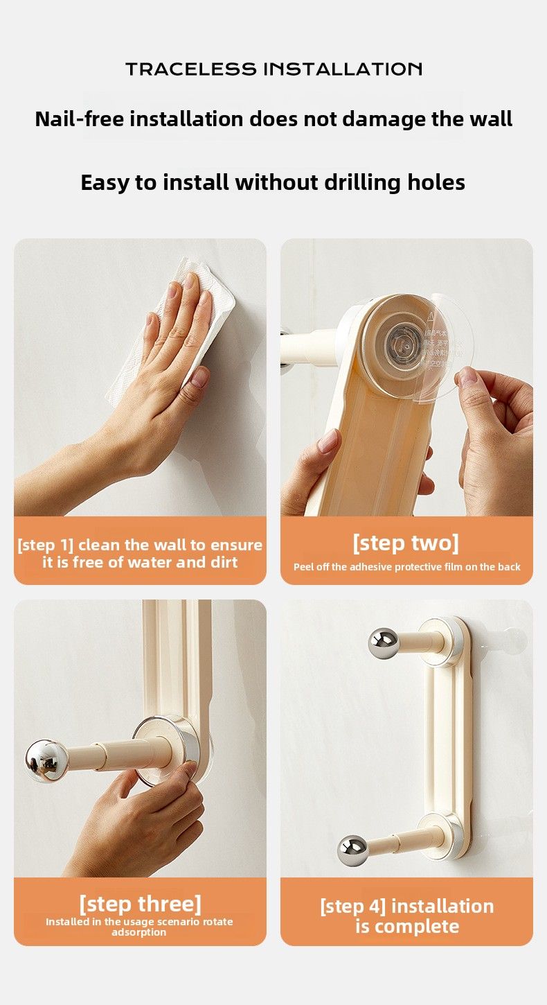 Suction Cup Artifact Balcony Telescopic Household No-Drill Wall-Mounted Organizer Hanger Storage Rack_voghion.com