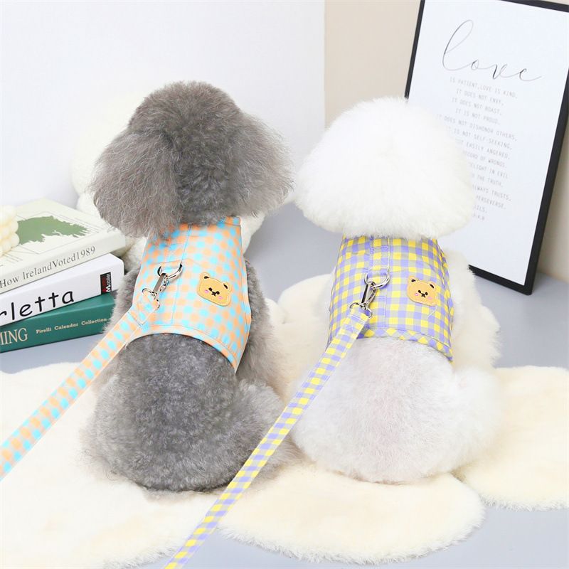 Dog Clothes For Teddy Bichon Vest Style Cute Small Dogs Classic Harness Leash All Seasons_voghion.com